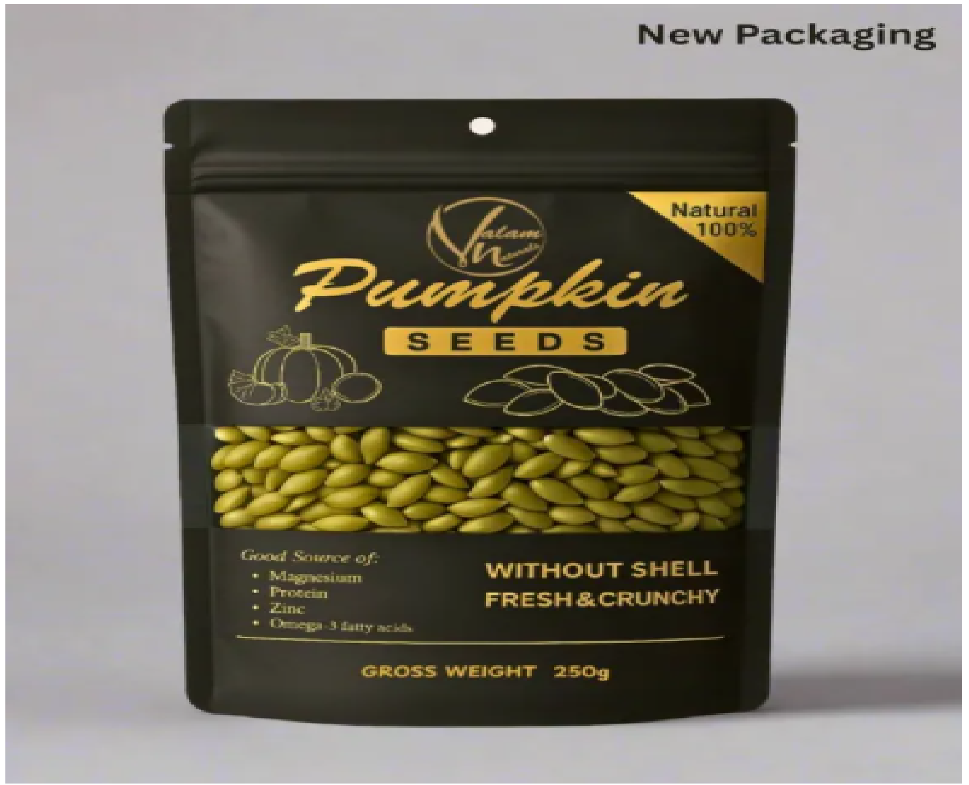 Premium Natural Pumpkin Seeds 250g - Fresh, Crunchy, Shell-Free Snack